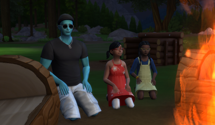 Luthor and the twins kneal in the ground before the fire. Why do they refuse to roast marshmallows from the nearby logs like sensible people?