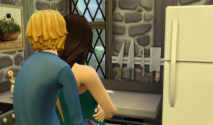 I don't use poses often. But I really wanted a back hug. Sadly the pose isn't really made for "non-model" sims like Karen and Sam. 